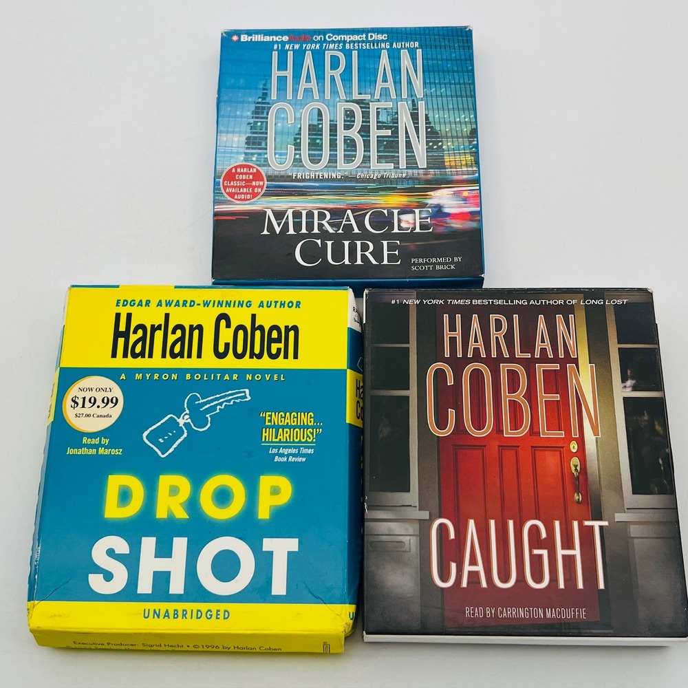 Harlan Coben Audiobook CD Lot Drop Shot Miracle Cure‎ Caught Mystery Thriller